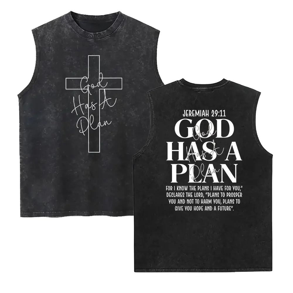 God Has a Plan Washed Vest Vintage Christian Washed Vest Oversized Acid Wash Jeremiah 29 11 Faith Unisex