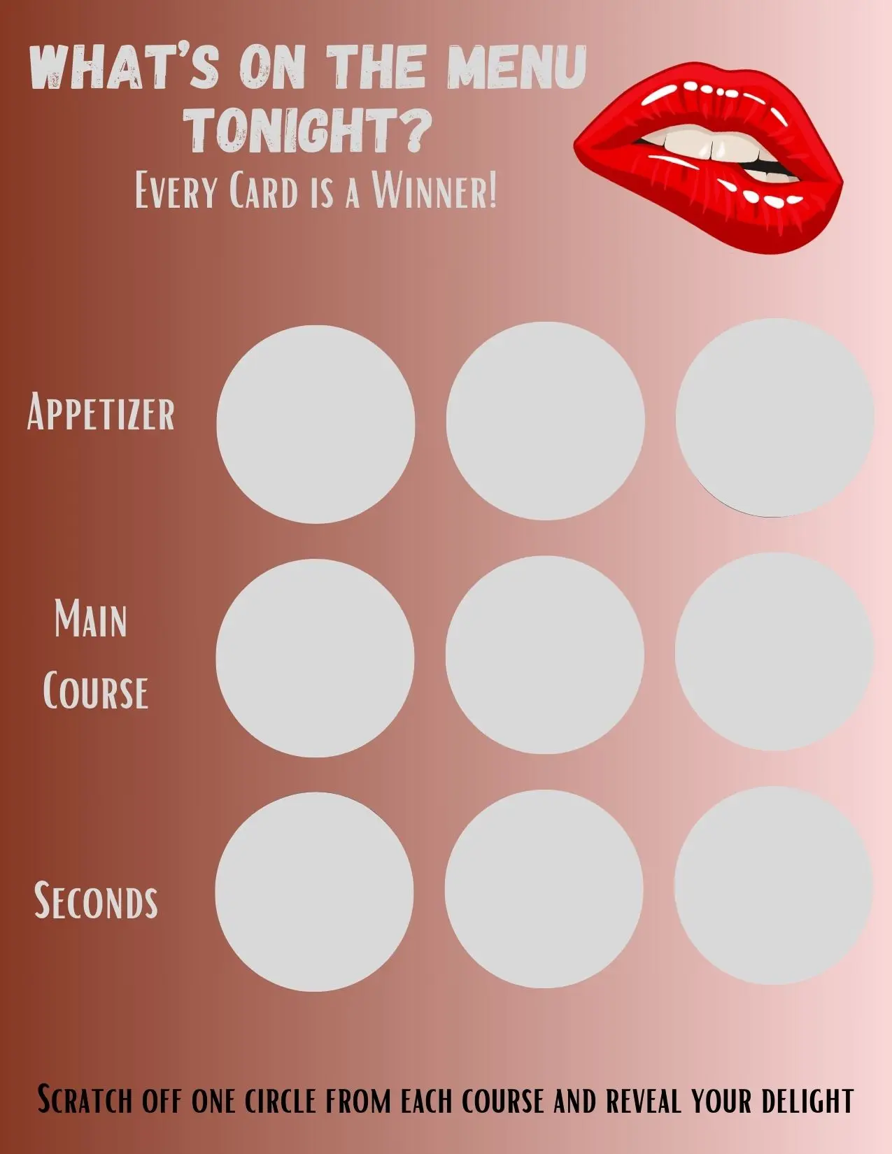 Adult Scratch Cards What's for Dinner