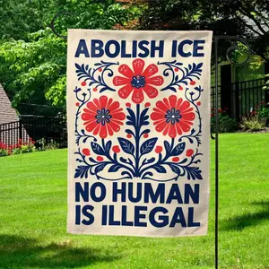 Floral Abolish ICE Garden Flag, No One Is Illegal Garden Flag, Resistance Activist Decor, Anti ICE Yard Flag, garden protest flag, resist garden flag, resistance flag