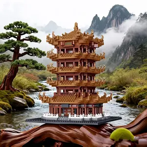 Crane Tower China Style Landmark Miniature Model, Large Size High Assembly Difficulty, Perfect Gift for Birthday Christmas New Year, Building Sets