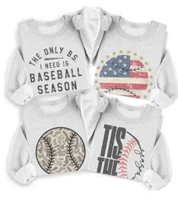 Vintage Baseball Sweatshirt Retro Baseball Game Sports Pullover Camo Baseball Sweater Flag USA Baseball Crewneck Casual Unisex Top