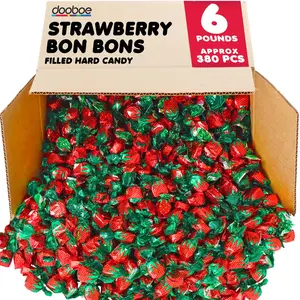 Dooboe Strawberry Hard Candy  6 lb Bulk  Strawberry Filled Bon Bons  Individually Wrapped Red Candy, Offices & Candy Bowls