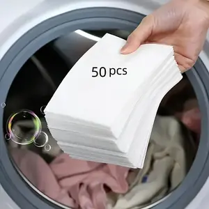 50 plastic-free laundry detergent sheets, hypoallergenic liquid-free laundry sheets - powerful stain remover and biodegradable cleaning strips! Suitable for commercial/laundry rooms, home dormitories, travel, camping-style washing and hand washing