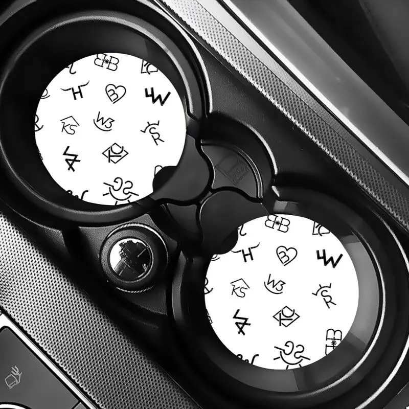 Cattle Symbols Aztec Pattern Car Coaster Set Neoprene - Stylish Drink Coasters with Unique Aztec Design for Vehicle Use