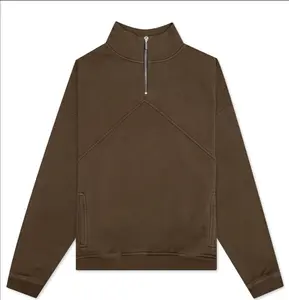 RHUDE Authentic Men's Brown Heavyweight Embroidered Quarter Zip Sweatshirt SM - MSRP: $750
