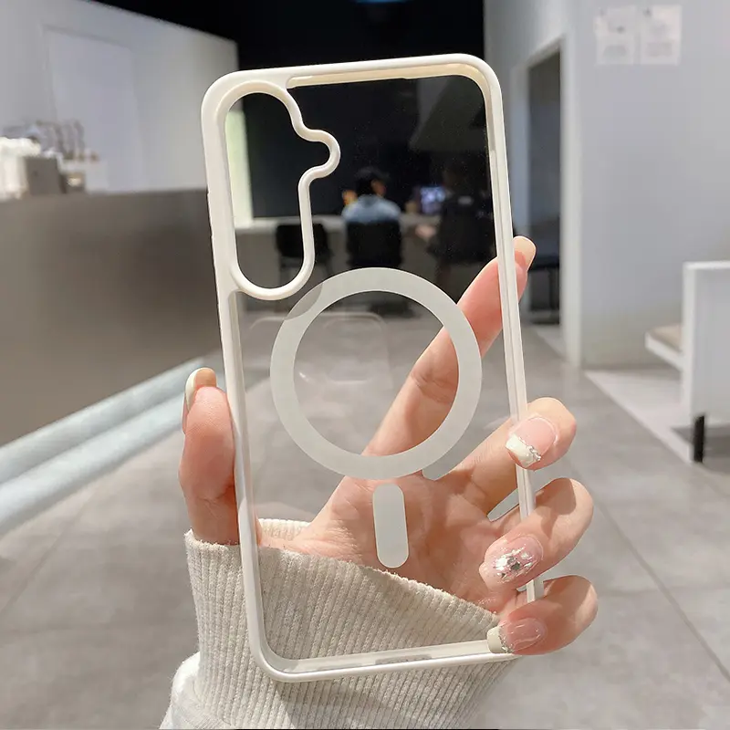 Magnetic Phone Case Supports Wireless Charging  Compatible With Samsung Galaxy S23 Ultra S24 Plus FE S25 S22+ Non-Yellowing Shockproof Clear Slim Protective Softcase Transparent Acrylic Cover