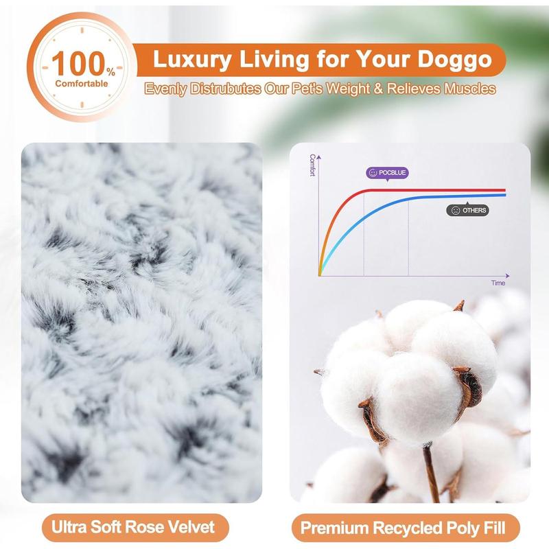 POCBLUE Gray L Dog Bed Ultra-Soft Comfortable Anti-Slip Pet Bed for All Seasons Seasonal Comfort Ultra-Plush Non-Skid Bottom