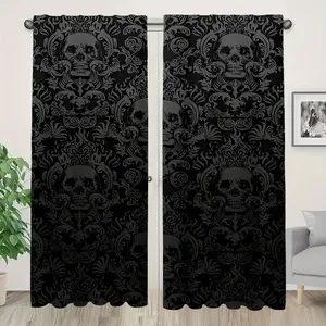 Skull Pattern Door Curtain, Blackout Door Curtain, Window Curtain for Home Living Room Bedroom Bathroom Decor, Home Decoration Curtain