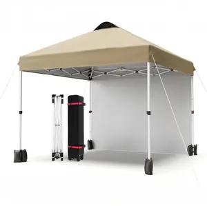 [NEW PRODUCT - FLASH SALE] Garvee 10x10 Pop Up Canopy Tent with Sidewall, Instant Outdoor Canopy Shelter with Vented Roof, One Push Easy Setup Gazebo Includes Wheeled Storage Bag, Sandbags, Stakes & Ropes for Camping, Picnic & Backyard, Khaki
