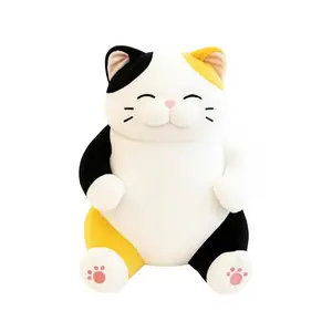 Chubby Meow 12 Inch Plush Pillow | White/Orange/Black