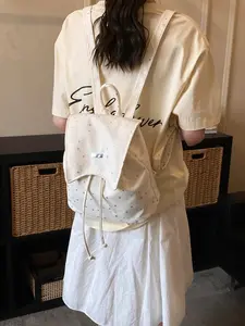 Special Material Sweet New Design Sparkling Drawstring Shoulder Bag, Large Capacity Daily Commute School Travel Versatile Casual Bag