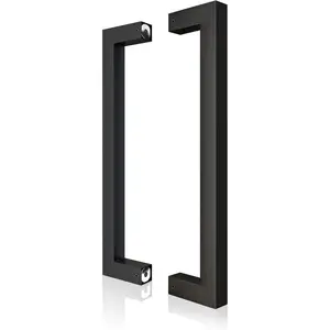 12" Matte Black Push Pull Bar Handle, Sliding Barn Door Handles, Heavy Duty Double Sided Door Handle for Barn Doors, Garage, Easy to Install