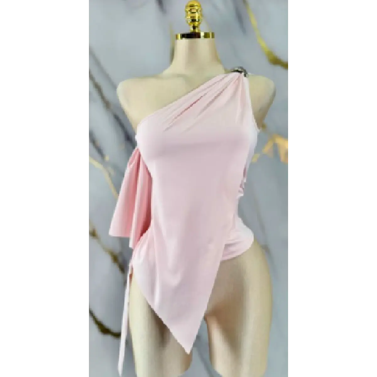 One-Shoulder Draped Top – Asymmetrical Flowy Statement Blouse