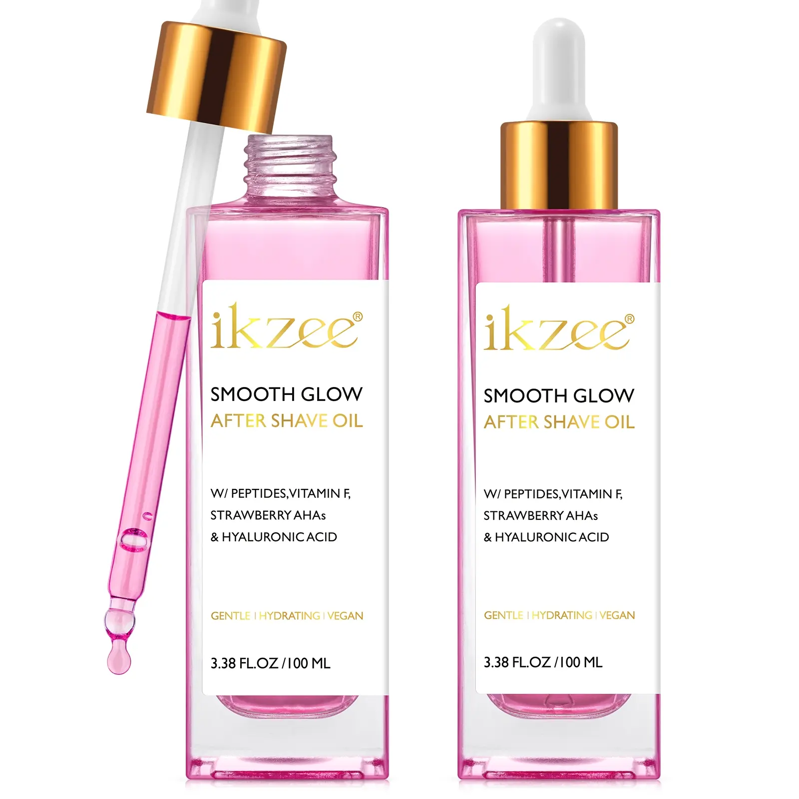 Ikzee Women's After Shave Care Oil 100ML 2 Bottles, Strawberry Moisturizing Skin Oil, Refreshing Skincare, Post-Epilation Use, Gentle Depilatory Solution, Daily Skin Care Essential
