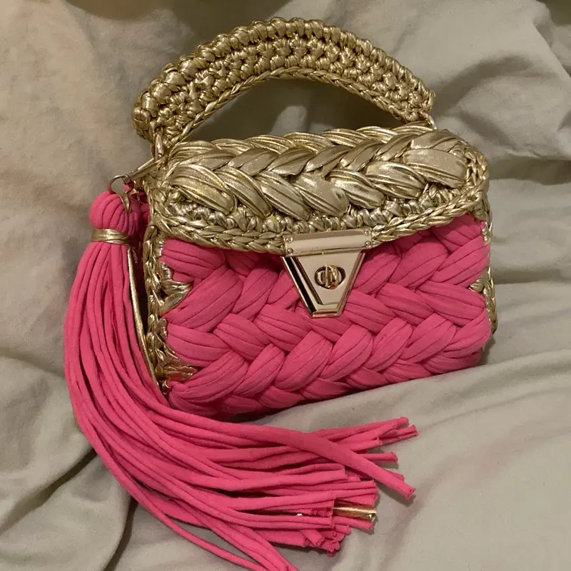 Coral Pink and Gold purse