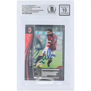 Ronaldo AC Milan Autographed 2007-08 Panini WCCF Intercontinental Clubs #240 Beckett Fanatics Witnessed Authenticated Auto 10 Card - Fanatics Authentic Certified