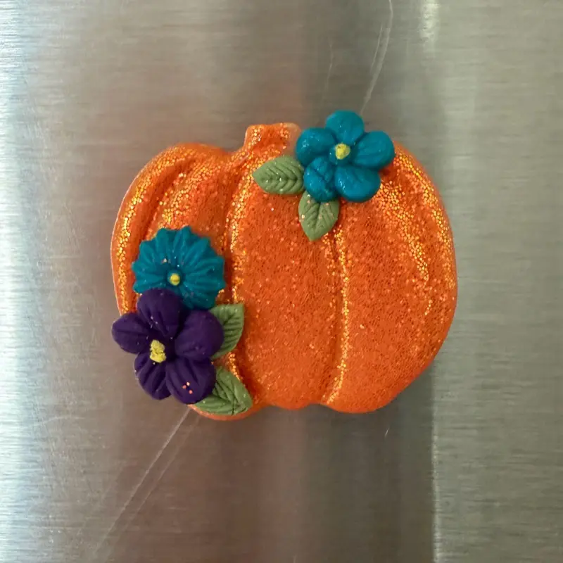 Glitter Pumpkin Magnet, Decorative Fridge Magnet for Halloween Home Decoration