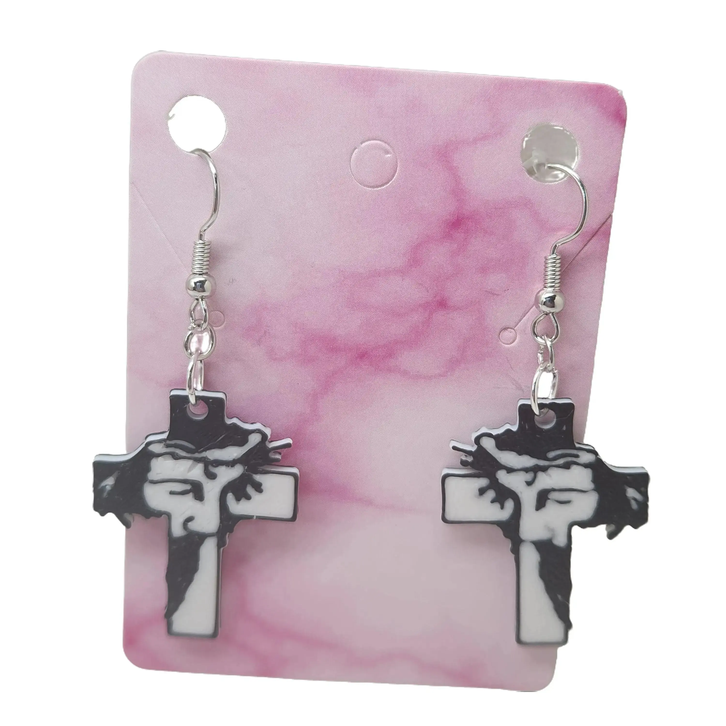 Jesus Cross Earrings 3D Printing - Unique Design with Elegant Finish
