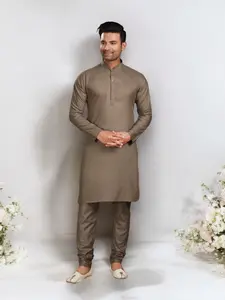 Light Brown Kurta Pajama Set - Traditional Ethnic Wear for Mens- Catalog 69003C