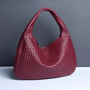 Hand Woven Bag Hobo Bag Simple and Versatile Casual Leather Shoulder Plain Design-SWY626