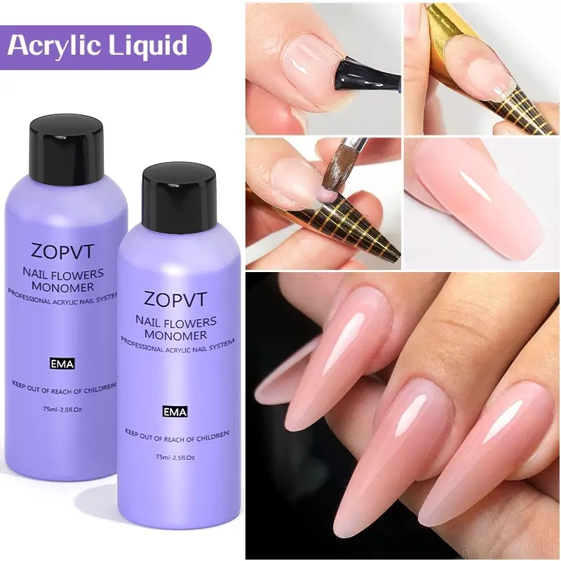 Acrylic Nail Monomer Liquid 75ML X2, Professional Nail Extension Tool for Salon & Home Use, Easy Application for Manicure Artists, DIY Nails Art, Stylish Acrylic Nails