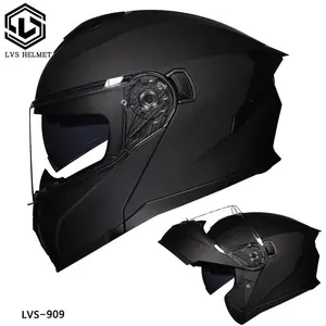 LVS latest motorcycle helmet with built-in sunshade modular flip helmet DOT approved cascos modular roof helmets