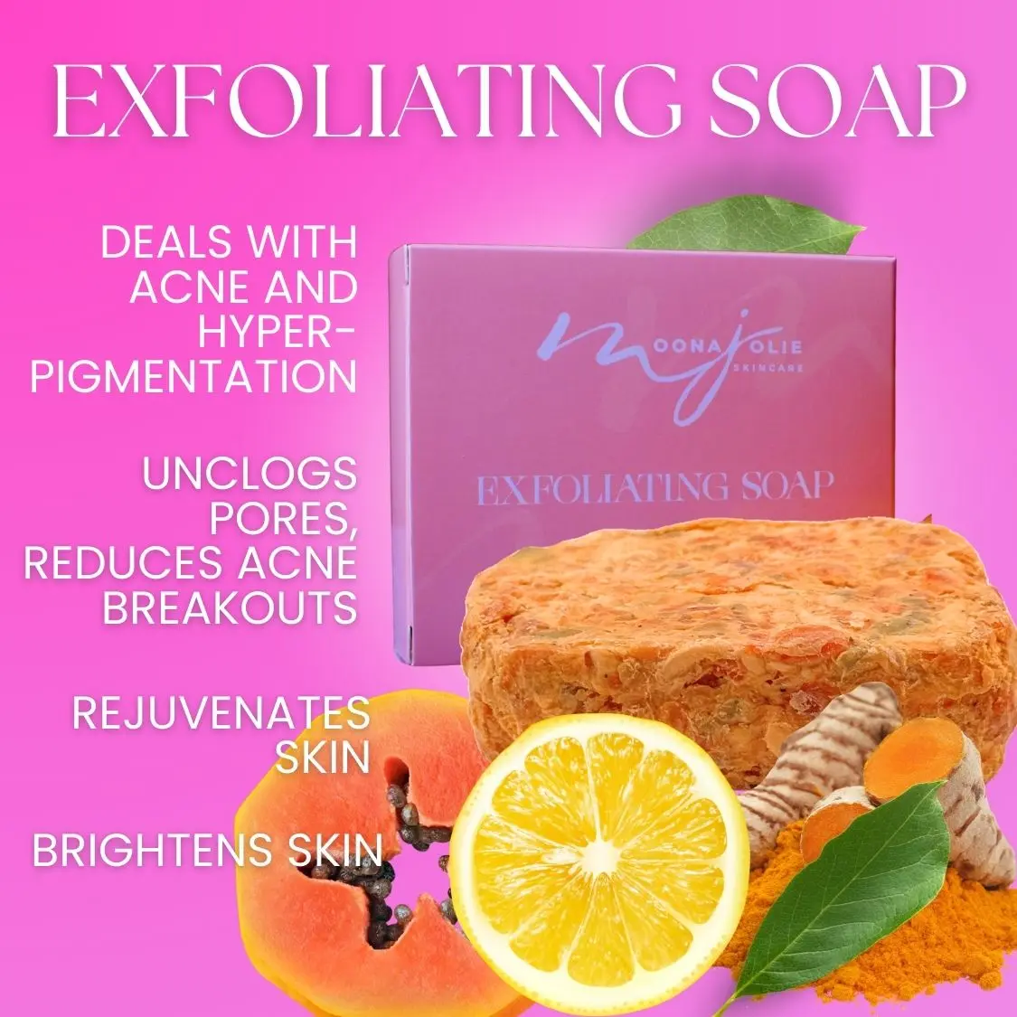 Jolie's Exfoliating Soap with Vitamin E & C for Skin Repair - Body Care Cleansing Smoother Acne Cleanser