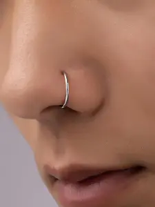 Punk Style D-Shaped Nose Clip Fake Ear Rings, Unique Design Nose Ring for Women, Fashion Body Jewelry Accessories, Nose Piercing Jewelry