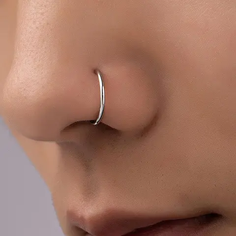 Punk Style D-Shaped Nose Clip Fake Ear Rings, Unique Design Nose Ring for Women, Fashion Body Jewelry Accessories, Nose Piercing Jewelry, Body Jewellery