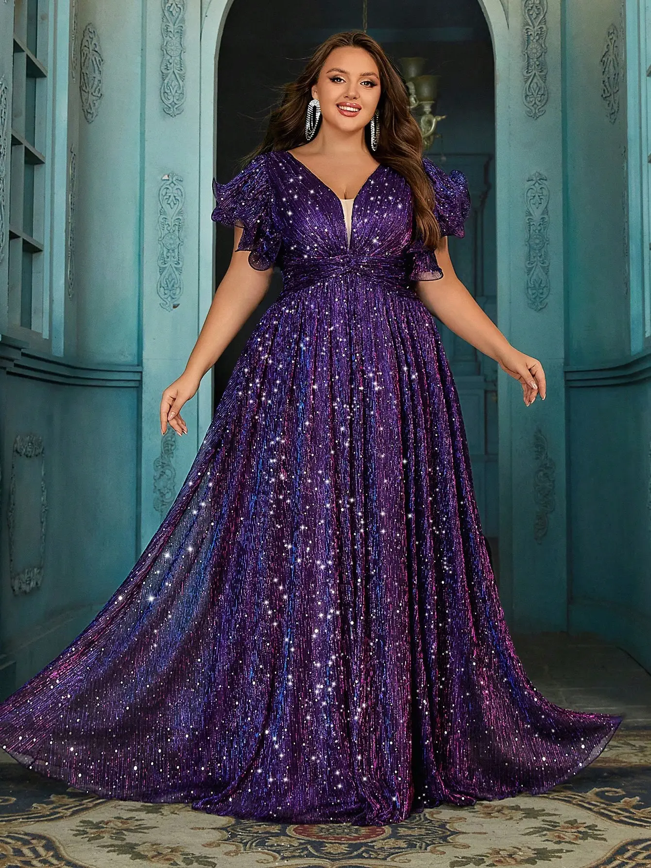 used plus size formal dresses near me Plus Size Empire Waist Chiffon Formal Evening Dress main image 0