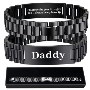 Masculine Watch Band Link Bracelet Personalized Jewelry Gift for Men DAD Father Husband Boyfriend Adjustable Length Water Resistant Classic Design