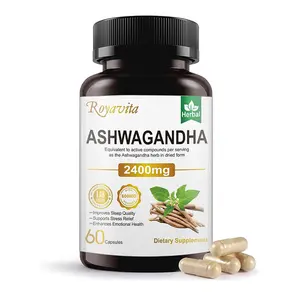 Ashwagandha Supplements 2400mg Organic with Black Pepper Vitamin B12 & B6 for Max Absorption Stress Relief Athletic Performance for Men & Women 60 Capsules