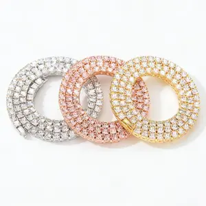 4MM Iced Out Tennis Chain, Bling Necklace, Shiny Chain Necklaces - Silver, Gold, Rose Gold Plated Costume Jewelry
