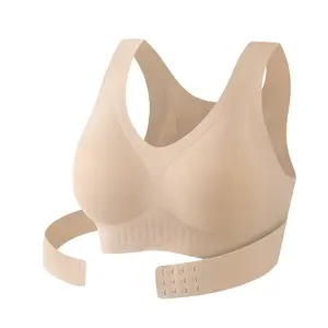 Seamless Push Up Bra for Women, Wirefree Front Buckle Support Bra for Anti-Sagging & Posture Correction, Breathable Comfort Sports Bra with Back Smoothing
