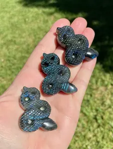 Labradorite Crystal Snake Carving for Psychic Abilities and Aura Shielding