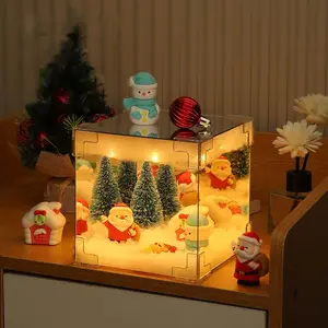 DIY Cube Mirror Light, USB Powered Santa Claus Snowman Tree Light Material Kit, DIY Christmas Decoration, USB Night Light Kit, Novelty Lighting
