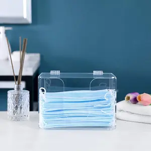 Clear Acrylic Tabletop Medical Safety Mask and Face Covering Dispenser Box with Lid