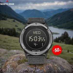 NORTH EDGE ALPS Waterproof Digital Watch for Men Carbon Fiber Compass Step Counter Metronome Outdoor Swimming Field Watch alarm stopwatch luminous trendy multifunctional Watch Reloj Hombre