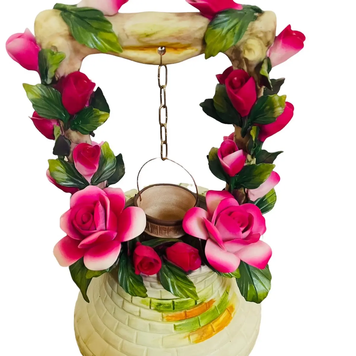 Wishing Well Capodimonte Porcelain Handmade Sculpture Sculpture Sculpture Housewarming