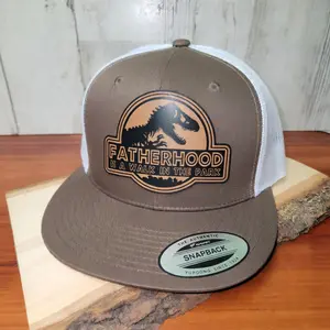 Fatherhood Is A Walk In The Park Hat Funny Dad Trucker Snapback Leather Patch Cap