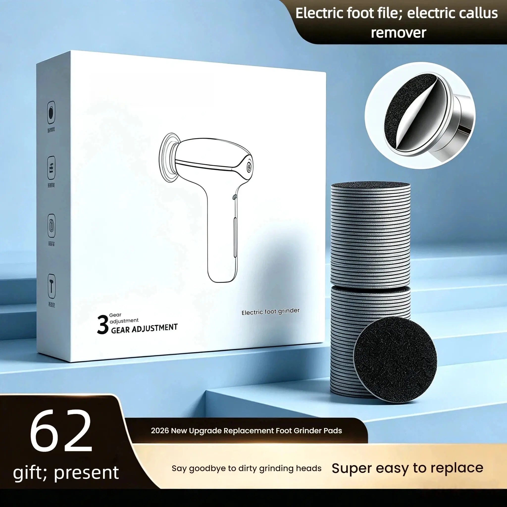 2026 new electric foot exfoliator, capable of removing dry skin and foot cuticle, battery-powered foot exfoliator Manicure Nail Manicure Nail Nail Care