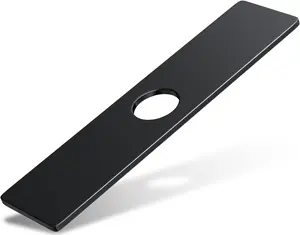 Kitchen Sink Faucet Hole Cover 10" Deck Plate Escutcheon 304 Stainless Steel Black Rectangular Anti-Slip Easy Install Plumbing Cover Plates