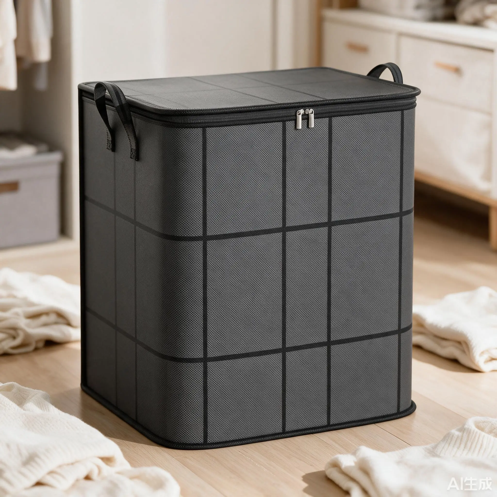 【VH】XXL Zippered Lid Non-Woven Fabric GarmentOrganizer - Durable Storage Organizer forSports & Outdoor Gym Bag StorageOrganization, Bedroom Closet Clothes &Bedding, Alternative to Moving Boxes,Organizer Storage