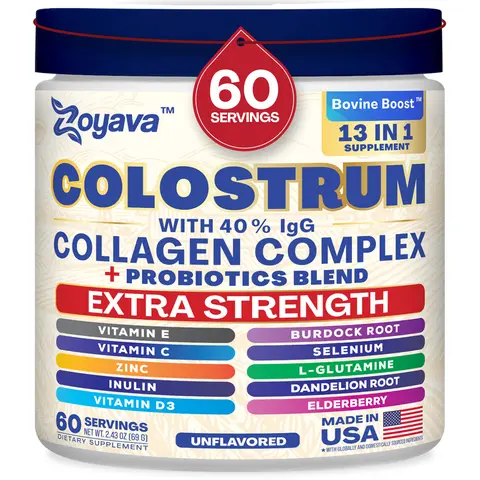 Zoyava Colostrum Powder - UNFLAVORED (2.43 OZ) - 60 Servings of All-in-One Dietary Supplement with Extra Strength Ingredients - Made in USA