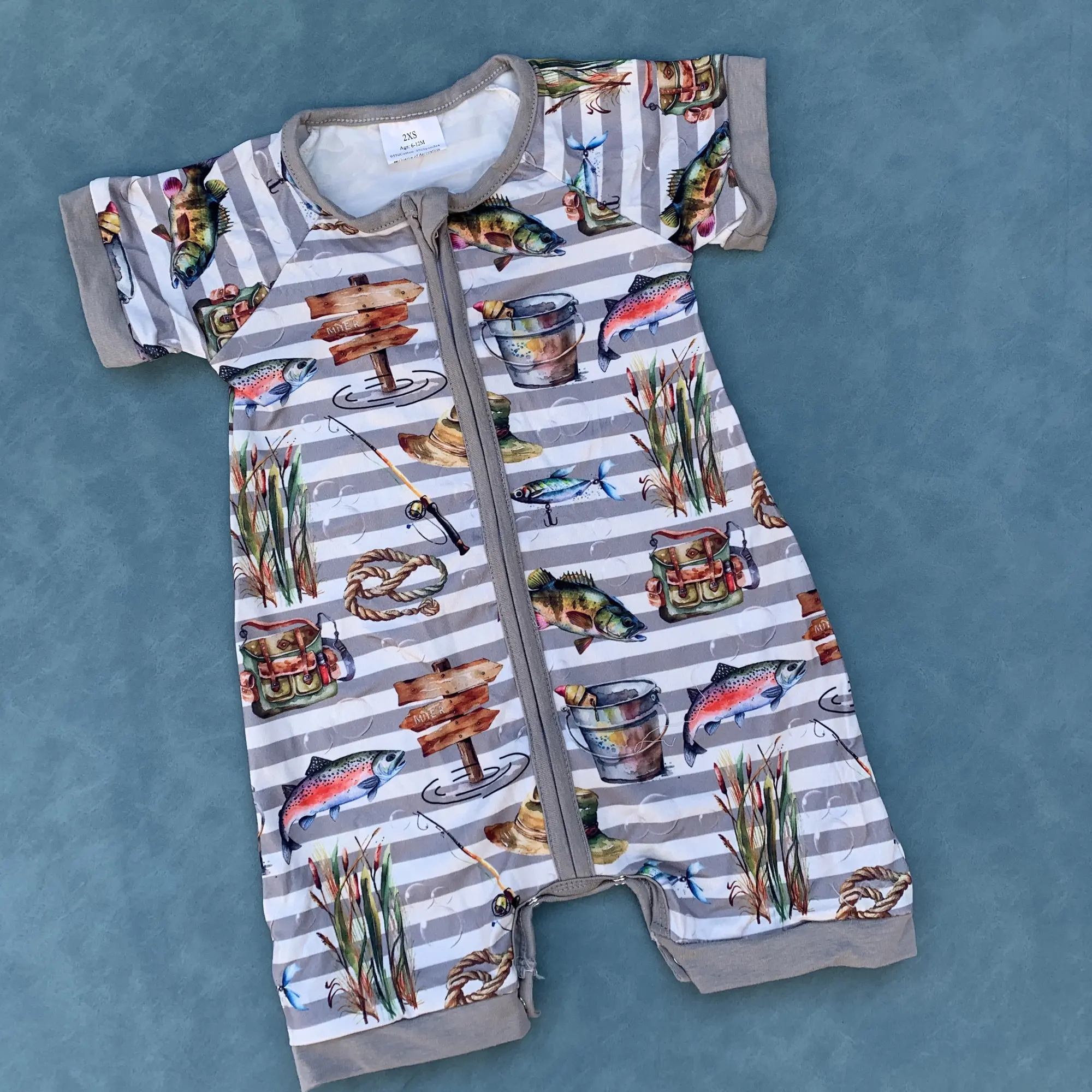 Toddle baby boy outdoor fishing romper