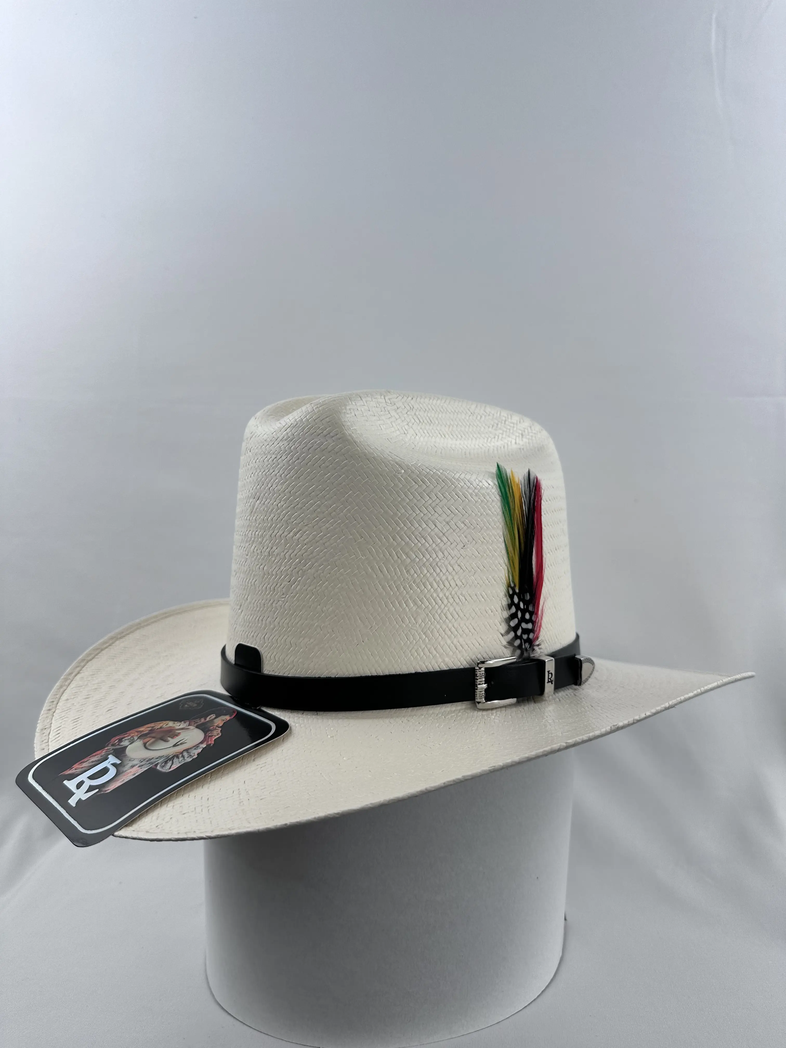 Laredo Luis R Conriquez Sombrero with Colorful Feather Accent and Black Band