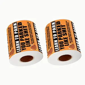 Parking Violation Warning Sticker, 2 Rolls Funny Parking Reminder Label, Matte Paper Rectangular Label, Vehicle Sticker, Self Adhesive Sticker, Office Stationery & Supplies