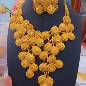 Gold Plated Jewelry Set with Intricate Design and Elegant Round Beads for Special Occasions