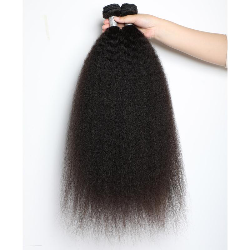 Megeen 16A YAKI Straight Human Hair Bundles Hair Bundles Kinky Straight Bundles 100% Unprocessed Virgin Human Hair Full and Thick 3 Bundles, Silky Soft, No Shedding, No Smell, No Tangle