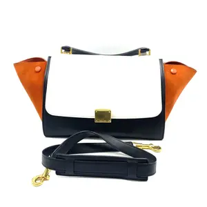 Pre-owned Celine Trapeze Medium Tri Color Suede and Leather Handbag H24446